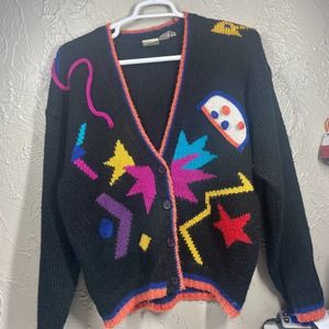 Justin Allen Xtra Womens Cardigan Skiing Sweater Colorful Long Sleeve size 42/22